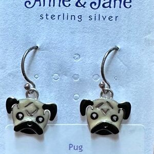 New Sterling Silver Pug Earrings by Anne and Jane